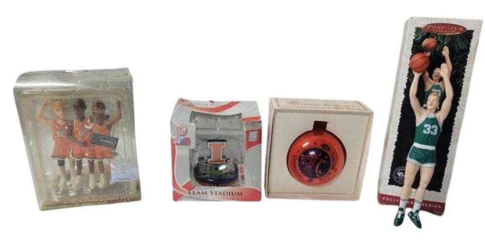 🏀 NCAA Basketball Ornament Lot – Syracuse, Illinois, Larry Bird Celtics NIB